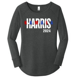 Kamala Harris 2024 Presidential Campaign Typography Graphic Women's Perfect Tri Tunic Long Sleeve Shirt