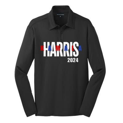 Kamala Harris 2024 Presidential Campaign Typography Graphic Silk Touch Performance Long Sleeve Polo