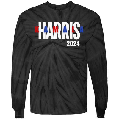 Kamala Harris 2024 Presidential Campaign Typography Graphic Tie-Dye Long Sleeve Shirt