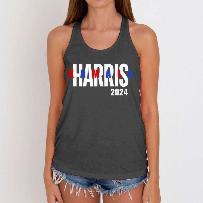 Kamala Harris 2024 Presidential Campaign Typography Graphic Women's Knotted Racerback Tank