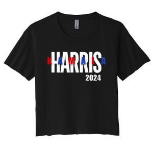 Kamala Harris 2024 Presidential Campaign Typography Graphic Women's Crop Top Tee