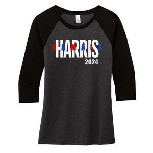 Kamala Harris 2024 Presidential Campaign Typography Graphic Women's Tri-Blend 3/4-Sleeve Raglan Shirt