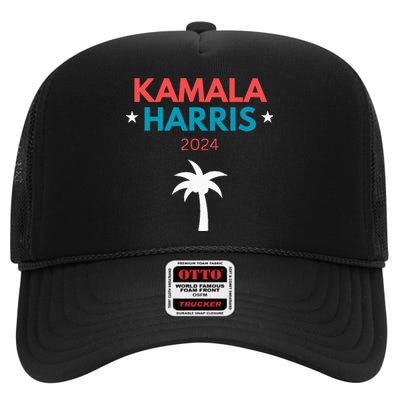 Kamala Harris 2024 Us Election Coconut Funny Meme Design High Crown Mesh Back Trucker Hat