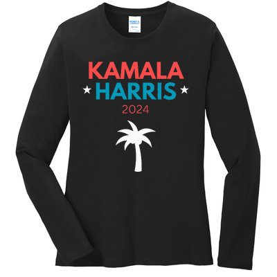 Kamala Harris 2024 Us Election Coconut Funny Meme Design Ladies Long Sleeve Shirt