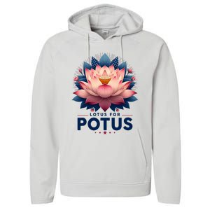 Kamala Harris 2024 Lotus For Potus Trending President Performance Fleece Hoodie