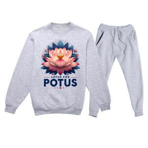 Kamala Harris 2024 Lotus For Potus Trending President Premium Crewneck Sweatsuit Set