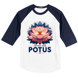 Kamala Harris 2024 Lotus For Potus Trending President Baseball Sleeve Shirt