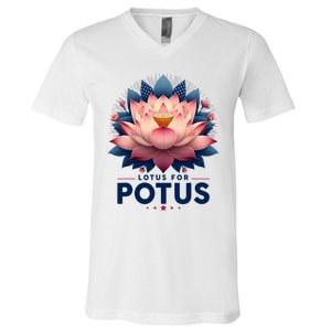 Kamala Harris 2024 Lotus For Potus Trending President V-Neck T-Shirt