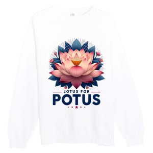 Kamala Harris 2024 Lotus For Potus Trending President Premium Crewneck Sweatshirt