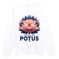 Kamala Harris 2024 Lotus For Potus Trending President Premium Crewneck Sweatshirt