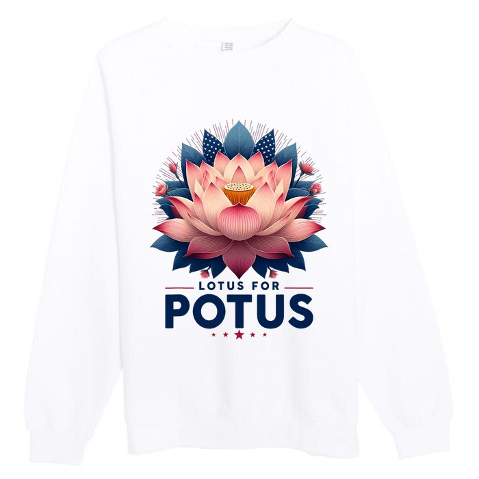 Kamala Harris 2024 Lotus For Potus Trending President Premium Crewneck Sweatshirt