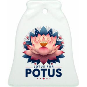 Kamala Harris 2024 Lotus For Potus Trending President Ceramic Bell Ornament