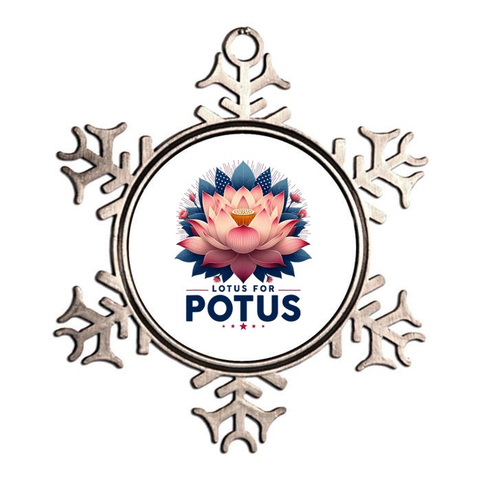 Kamala Harris 2024 Lotus For Potus Trending President Metallic Star Ornament