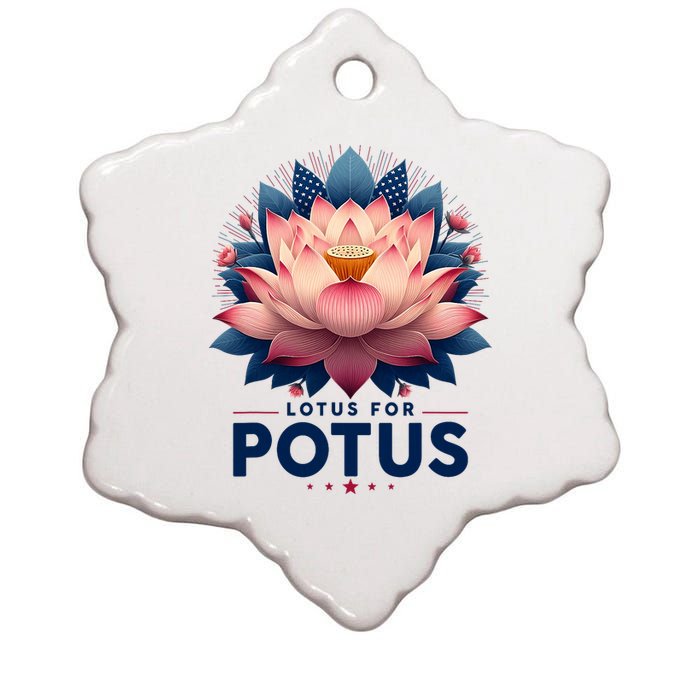 Kamala Harris 2024 Lotus For Potus Trending President Ceramic Star Ornament