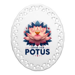 Kamala Harris 2024 Lotus For Potus Trending President Ceramic Oval Ornament