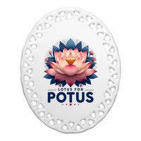 Kamala Harris 2024 Lotus For Potus Trending President Ceramic Oval Ornament