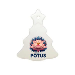 Kamala Harris 2024 Lotus For Potus Trending President Ceramic Tree Ornament