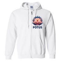 Kamala Harris 2024 Lotus For Potus Trending President Full Zip Hoodie