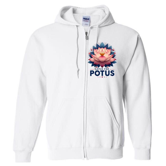 Kamala Harris 2024 Lotus For Potus Trending President Full Zip Hoodie