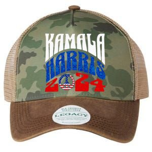 Kamala Harris 2024 Vote Peace Retro Groovy President Women Legacy Tie Dye Trucker Hat