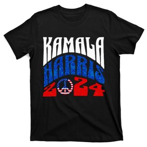 Kamala Harris 2024 Vote Peace Retro Groovy President Women T-Shirt