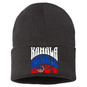 Kamala Harris 2024 Vote Peace Retro Groovy President Women Sustainable Knit Beanie