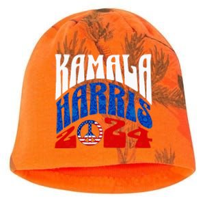 Kamala Harris 2024 Vote Peace Retro Groovy President Women Kati - Camo Knit Beanie