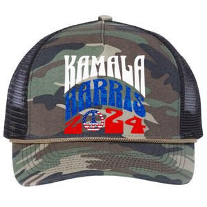 Kamala Harris 2024 Vote Peace Retro Groovy President Women Retro Rope Trucker Hat Cap