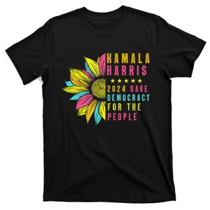 Kamala Harris 2024 Save Democracy For The People Sunflower T-Shirt