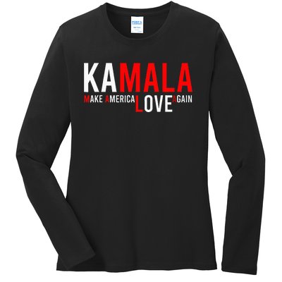 Kamala Harris 2024 For President Make America Love Again Ladies Long Sleeve Shirt