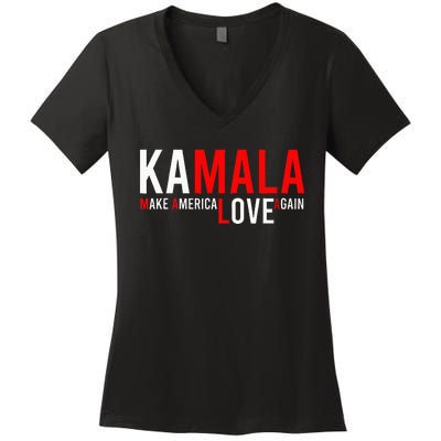 Kamala Harris 2024 For President Make America Love Again Women's V-Neck T-Shirt