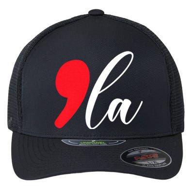 Kamala Harris 2024 President Comma La Flexfit Unipanel Trucker Cap