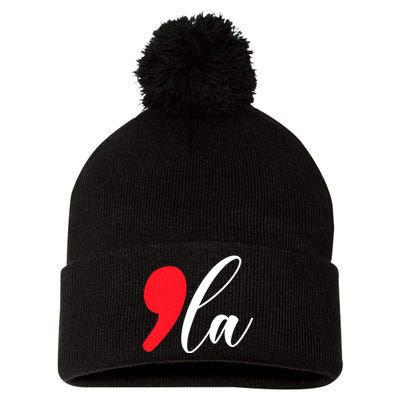 Kamala Harris 2024 President Comma La Pom Pom 12in Knit Beanie