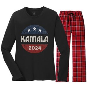 Kamala Harris 2024 For President Campaign Women's Long Sleeve Flannel Pajama Set 