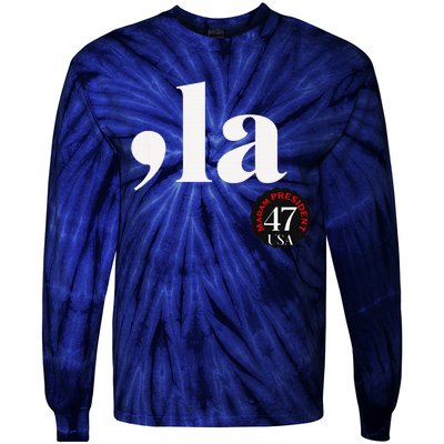 Kamala Harris 2024 President Comma La Funny Tie-Dye Long Sleeve Shirt