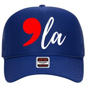 Kamala Harris 2024 President Comma La High Crown Mesh Back Trucker Hat