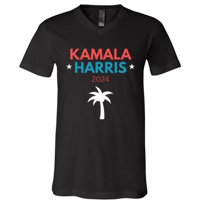 Kamala Harris 2024 Us Election Coconut Funny Meme Design V-Neck T-Shirt