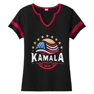 Kamala Harris 2024 President Campaign White Dudes Ladies Halftime Notch Neck Tee