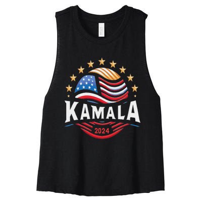 Kamala Harris 2024 President Campaign White Dudes Women's Racerback Cropped Tank