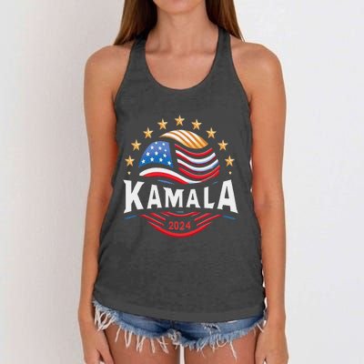 Kamala Harris 2024 President Campaign White Dudes Women's Knotted Racerback Tank