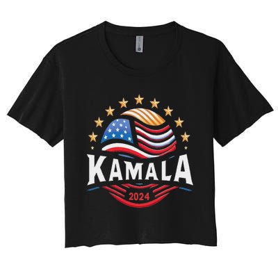 Kamala Harris 2024 President Campaign White Dudes Women's Crop Top Tee