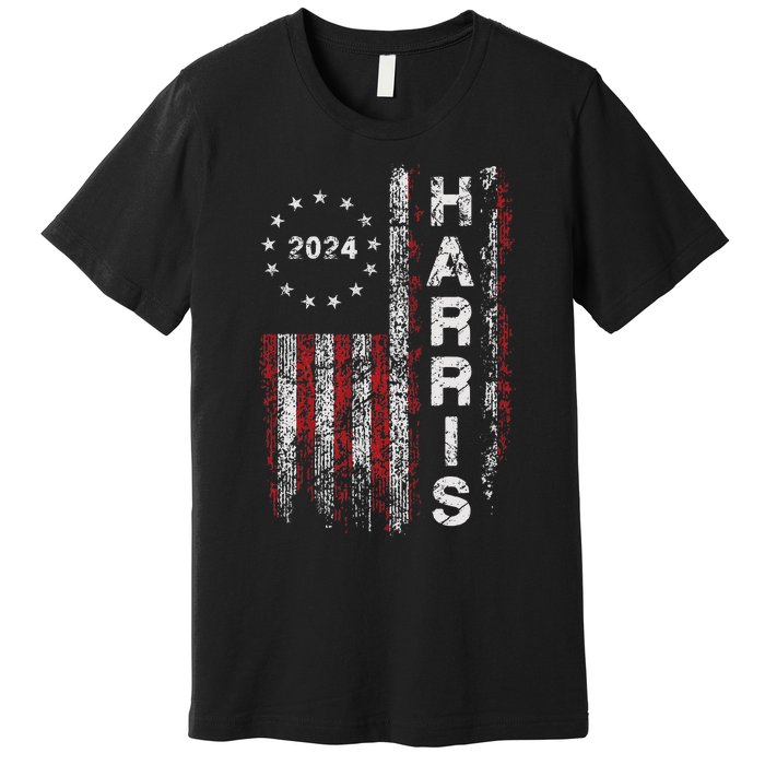 Kamala Harris 2024 For President Campaign Us Flag Vintage Premium T-Shirt