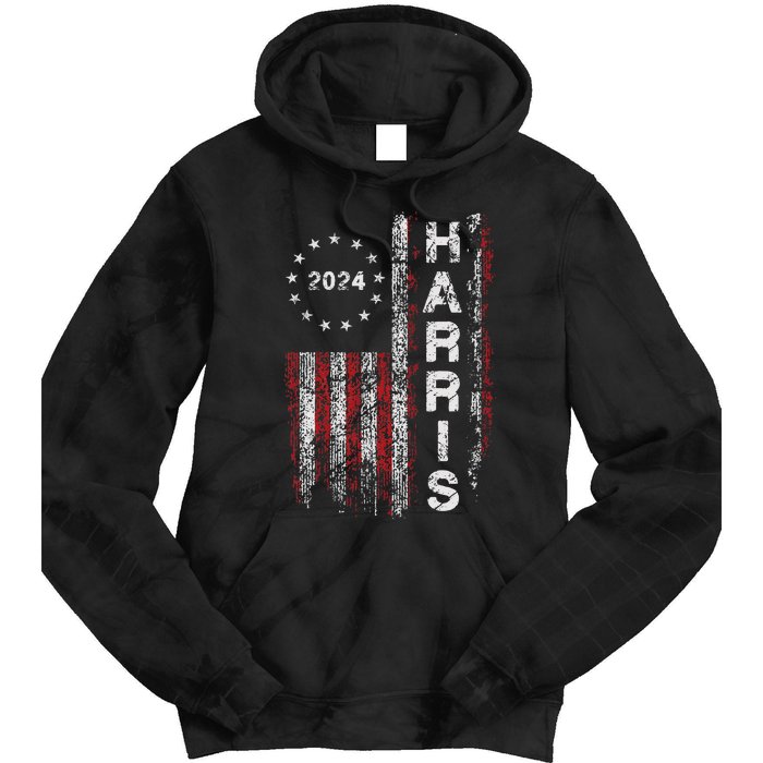 Kamala Harris 2024 For President Campaign Us Flag Vintage Tie Dye Hoodie