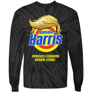 Kamala Harris 2024 Removes Stubborn Orange Stains Humor Tie-Dye Long Sleeve Shirt