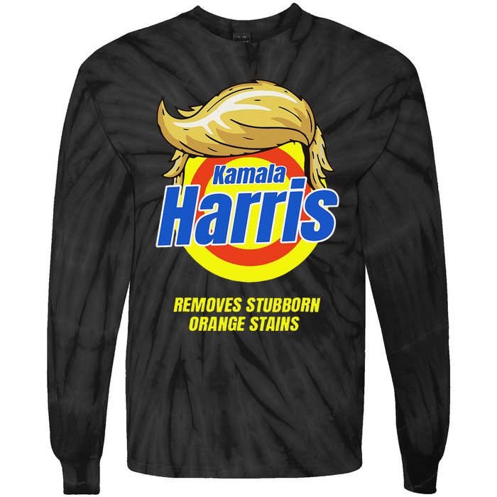 Kamala Harris 2024 Removes Stubborn Orange Stains Humor Tie-Dye Long Sleeve Shirt