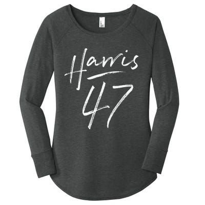 Kamala Harris 47 Feminine Script Harris 2024 Gift Women's Perfect Tri Tunic Long Sleeve Shirt