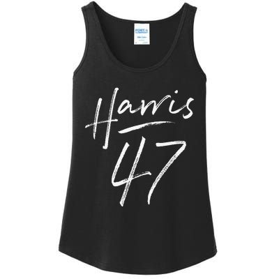 Kamala Harris 47 Feminine Script Harris 2024 Gift Ladies Essential Tank