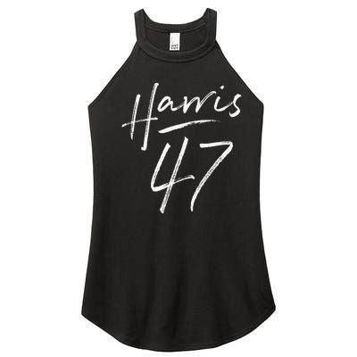 Kamala Harris 47 Feminine Script Harris 2024 Gift Women’s Perfect Tri Rocker Tank