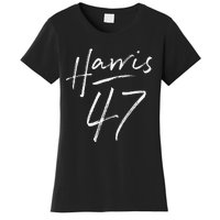 Kamala Harris 47 Feminine Script Harris 2024 Gift Women's T-Shirt