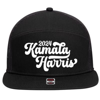 Kamala Harris 47 Feminine Script 7 Panel Mesh Trucker Snapback Hat